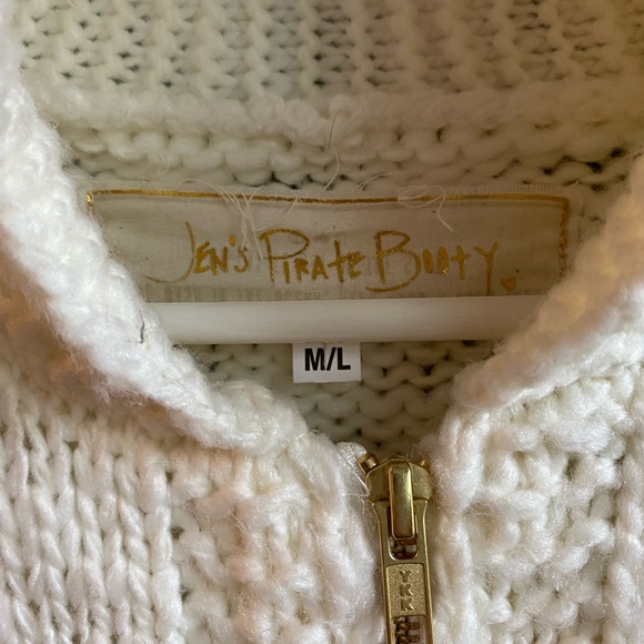 Jens Pirate Booty Beach Bonfire Zip Cardigan in Cream Medium EUC - Picture 8 of 9